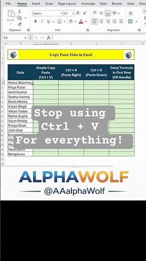 4 Ways to Copy Data in Excel ⚡ Most Users Know Only One! #excel #viral #shorts #copypaste