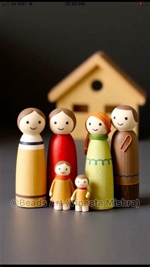 Wooden Peg Dolls Family 👨‍👩‍👧‍👦 | Creative Painting Idea #shortsfeed #shorts #crafts #handmade