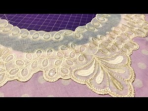 Organza embroidered neckline sewing tips || step by step details #sewing
