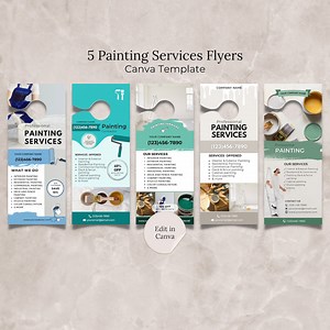 Painting Services Flyer Bundle Canva Template, House Painter Door Hanger, Painting Business Template, Residential Commercial Painting Flyers - Etsy