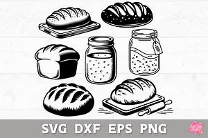 Sourdough Bread SVG PNG Bundle, Homemade Loaf Svg, Sourdough Starter Jar Svg, Rustic Baking Clipart for Cricut, Farmhouse Kitchen SVG Set - Etsy