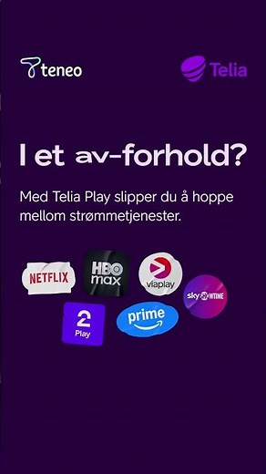 Med Telia Play får du tilgang til populære strømmetjenester og kanaler.