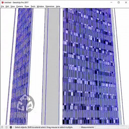 Designing and 3d modeling a facade, with random pattern and color, using Sketchup