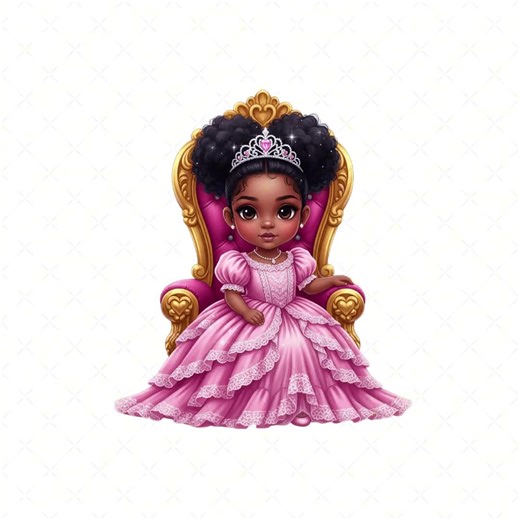 Black Royal Baby Princess PNG Clipart, 1st Birthday Party, Cute African American Chibi Girl, First Regal Celebration, Commercial Use License - Etsy