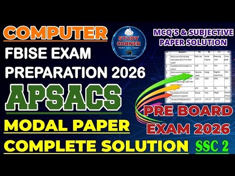 Computer Class 10 Modal Paper Solution | APSACS Pre Board Exams 2026 | Fbise 1st Annual Exams 2026