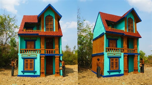 Building Most Creative Three Story Tiny House Using Wood, Bamboo And Mud [Full Video ]