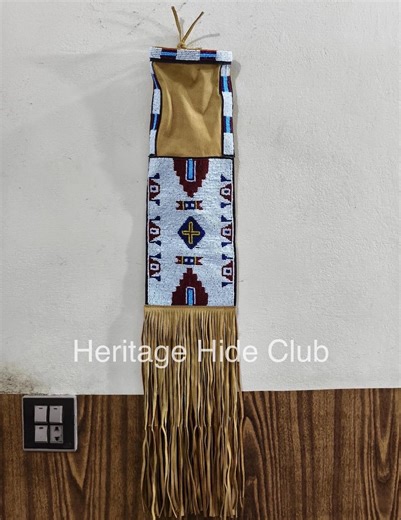 Native American Style Beaded Leather Pipe Bag, Handmade Fringed Sioux Style Ceremonial Bag, - Etsy