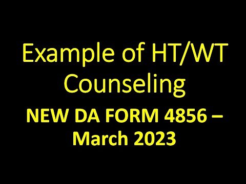New DA FORM 4856 Counseling for Height and Weight