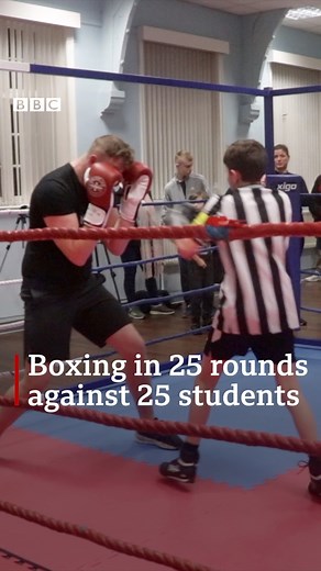 A boxing coach fights 25 rounds against 25 students for club fundraiser 🥊 #boxing #autismawareness #autistic #adhdawareness #boxingfitness | BBC North East