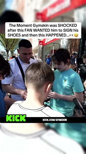 Gymskin was shocked after this fan wanted him to sign his shoes ❤️‍🩹😂 #gymskin