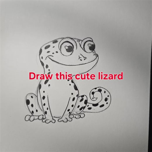 Learn to draw this cute lizard. #learntodraw #sketching #lizard #tutorial #drawing