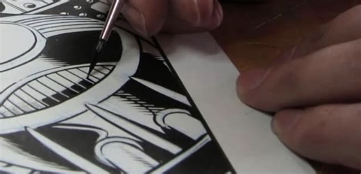 Hypnotic and insightful video of old school comic book inking