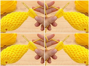322K views · 12K reactions | Making a design model with yellow baby wool knitting yarn and Tunisian crochet | Nurgül İle El Sanatları | Facebook