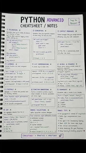 “Advanced Python Notes That Make You 10x Smarter 💻⚡ (SAVE THIS)”