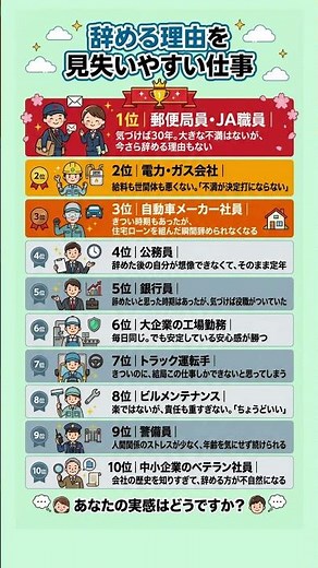 辞める理由を見失いやすい仕事ランキング