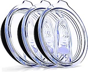 30 oz Pack of 3 Replacement Lids for Yti Tumblers - 3.7 Inch Diameter - Spill Proof Lids Silicon Sliding Covers, Fits Yti Tumblers, Hydro Flsk, Reusable No Leak Design, Splash Resistant 30 oz