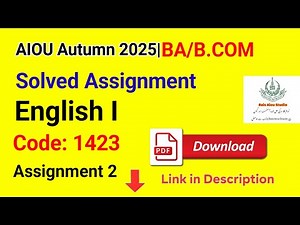 AIOU Code 1423 Solved Assignment No. 2 | Autumn 2025 | English I