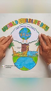 World wildlife day 3rd March #wildlife #saveanimals #savewildlife #WorldWildlifeDay #kids #art #drawing #shorts #shortsreels #viralvideo | Pirjada Arif l TLM & creativity
