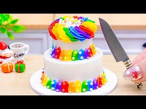Mini Rainbow Buttercream Cake Recipe With OREO 🌈 Satisfying Mini Cake Decorating and DIY