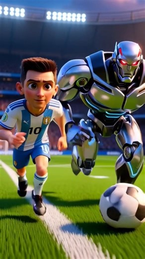 Messi vs Robot | Fastest Race for the Ball#shorts#viral#fun#ytshorts#disney#messi#toonblastmasti