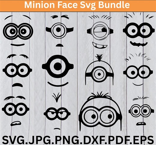 Minion Face SVG Bundle | Cartoon Minion Faces SVG | Cute Character SVG | Funny Face Cut Files for Cricut | Minion Png Clipart - Etsy