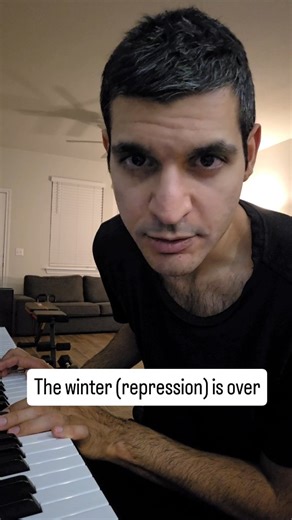 Dr. Faraz Harsini on Instagram‎: "ترجمه فارسی در کامنت‌ I don't have a good voice. But whatever I have goes to speak up for those who can't. This is a Persian revolutionary song called Winter Is Over. My mom and many loved ones are in Tehran. Islamists cut out all communications ways, including within Iran. I'm worried but I'm also hopeful. Winter has never been so close to end. I played this song for all my friends at University of Tehran who got kidnapped. All the political prisoners. All the