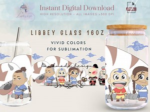 Cartoon Air 16oz Libbey Glass Can Wrap ~ Cartoon Character 16 Oz Tumbler Wrap ~anime Water ~ Cartoon Glass Can Sublimation Design ~ Digital - Etsy