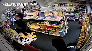 CCTV of a violent post office robbery in which two men were beaten with a crowbar has been released by police. Read more here: http://bit.ly/2dT1v3s WARNING: Some viewers may find the content of this footage upsetting | ITV News