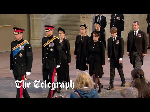In full: Queen Elizabeth II's grandchildren stand vigil at her coffin