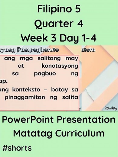 Filipino 5 Matatag Curriculum PowerPoint Presentation Quarter 4 Week 3 Day 1-4 #grade5matatag #ppt