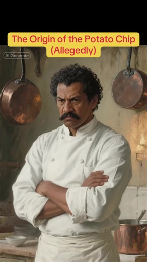 The Origin of the Potato Chip, allegedly. #PotatoChipHistory #SnackOrigins #FoodInvention #CulinaryFacts #OriginsOfAlmostEverything