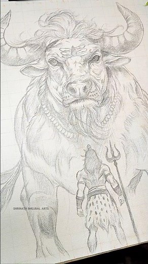 Lord Shiva with Nandi Maharaj Drawing 🔥 Outline #shorts #art #drawing #mahadev #shiv #shivratri