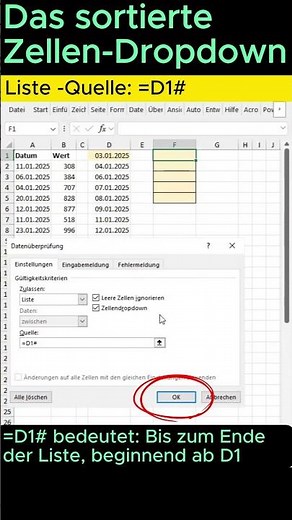 Neu in Excel 365: Das sortierte Zellen-Dropdown!