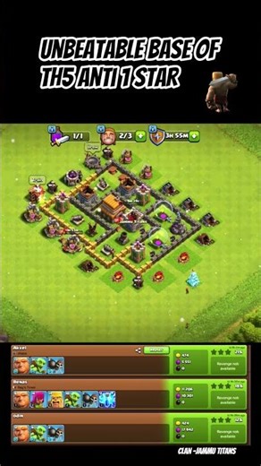 TH-5 Unbeatable base live proof anti 1 star. #jammutitans #basebuilding #coc