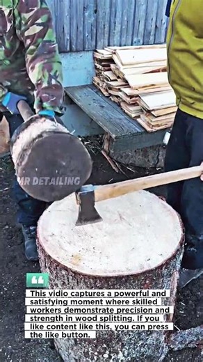 Extreme Wood Splitting Skill! One Strike Perfect Cut with Axe