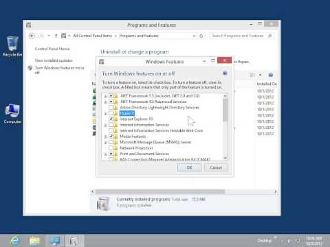 Windows 8.0 Professional - Turn Windows Features On or Off using Control Panel