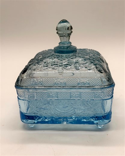 Tiara Exclusives Ice Blue Honey Box Indiana Glass - Etsy