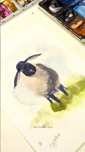Easy Watercolour Sheep Tutorial | Watercolor Tips #watercolor #sheep #painting #artshorts