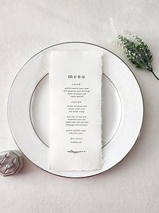 Minimal Wedding Menu Cards, Modern Dinner Menus Printed on Deckle Edge Paper - Etsy