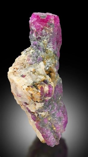 Pink ruby & calcite matrix
