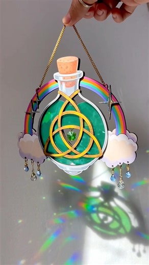 Lucky Potion #suncatcher , featured Swarovski shamrock charm and glass crystals #stpatricksday 🍀✨🌈