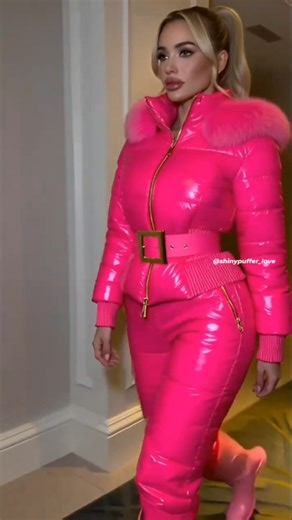 Pink. Shiny Outfit#pufferjacket #shiny