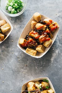 Crispy Tofu with Garlic Sauce (without Deep-Frying)
