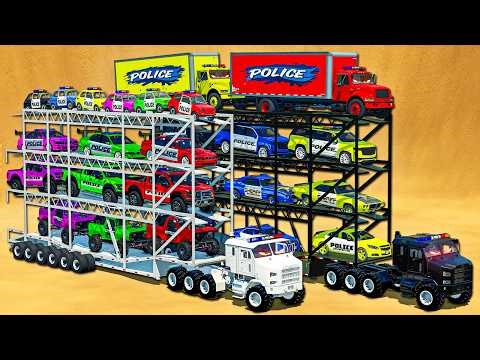 OVERHEAT TREE LEVELS TRANSPORT POLICE MUSCLE CARS VS CRAWLERS VS FIAT & POWER TRUCKS! FS 25