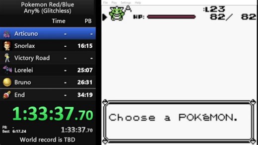 Pokemon Red speedrun (start with all badges and key items)