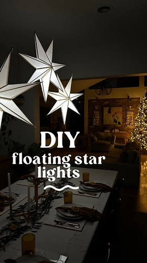 Sophie Brown on Instagram: "DIY Floating Star Lights This simple IKEA hack took me about 30 minutes and cost just under $75 (including all materials) ✨ I love that I can re-use them every year and the stars fold down beautifully for storage! If you saw my hanging stars last Christmas, you’ll know those handmade ones took much longer 😬 These fold-out IKEA stars come in a range of sizes and colours and look so beautiful - both lit and unlit. You’ll need: • @ikea STRÅLA lampshades - I chose the th