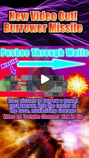 Generic Redstone Genius on Instagram: "Click Here For Tutorial!⬇️ The tutorial can be found on my YouTube Channel! There's a link to it in my bio 👍 The video name is "Burrower TNT Missile". 🚀🚀 If this missile doesn't fit your needs perfectly I have plenty of other missile designs on my channel that you can check out. I hope you decide to build it! 💥💥 #minecraft #missile #gamer #videogames #viral"