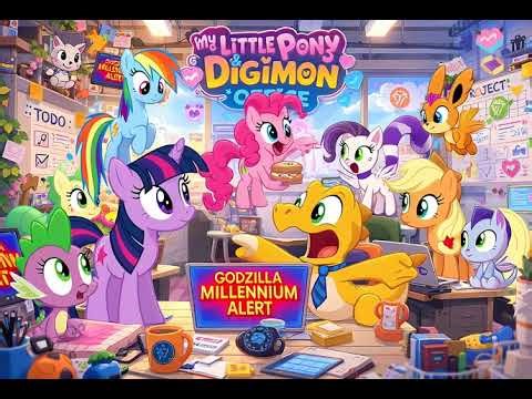 My little pony and Digimon Office Godzilla millennium alert #mylitlepony #digimon #godzilla2000