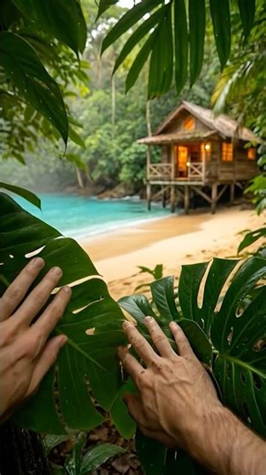POV You Discovered a Hidden Beach Shelter 🌴 #survival #satisfying