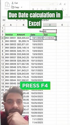 Let's calculate due date in Excel 🥱😴 #excel #excelshortcuts
